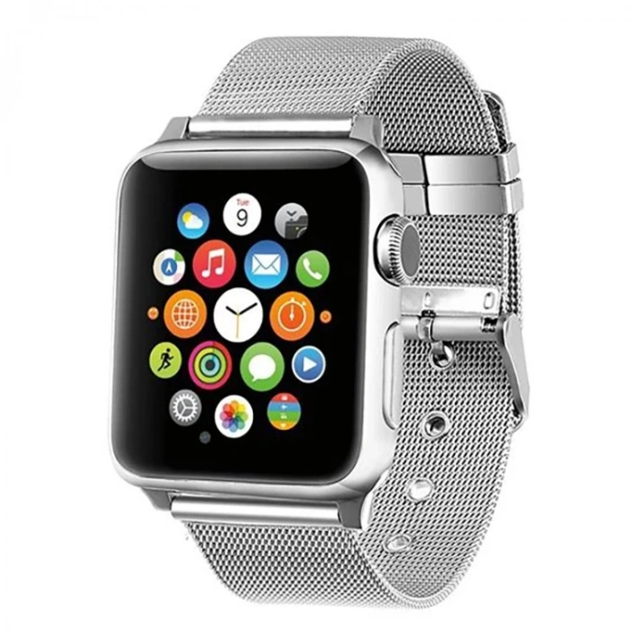 Nevamel Ally Apple Watch 7-8 45mm 6-5-4 44mm Watch Ultra 49mm Kayış Kordon Çelik Klasik Toka 3-2-1 42mm-(5775)