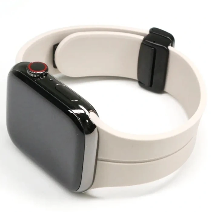 Nevamel Ally Apple Watch 7-8 45mm 6-5-4 44mm Watch Ultra 49mm Manyetik Uçlu Silikon Kayış Kordon 3-2-1 42mm-(5775)