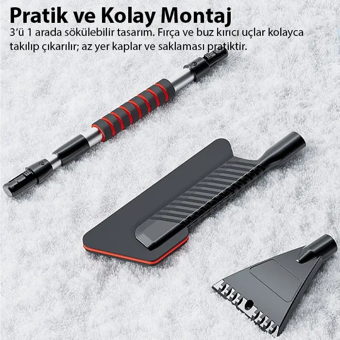 Nevamel® ALLY Araba Kar Fırçası Kar Küreği Teleskopik Döndürülebilir Araç Kar Fırçası-(5775)