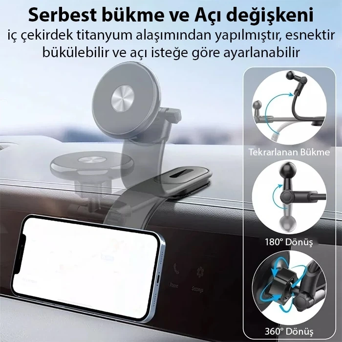 Nevamel ALLY Ayarlanabilir Araç İçi Torpido Üstü Manyetik Telefon Tutucu-(5775)