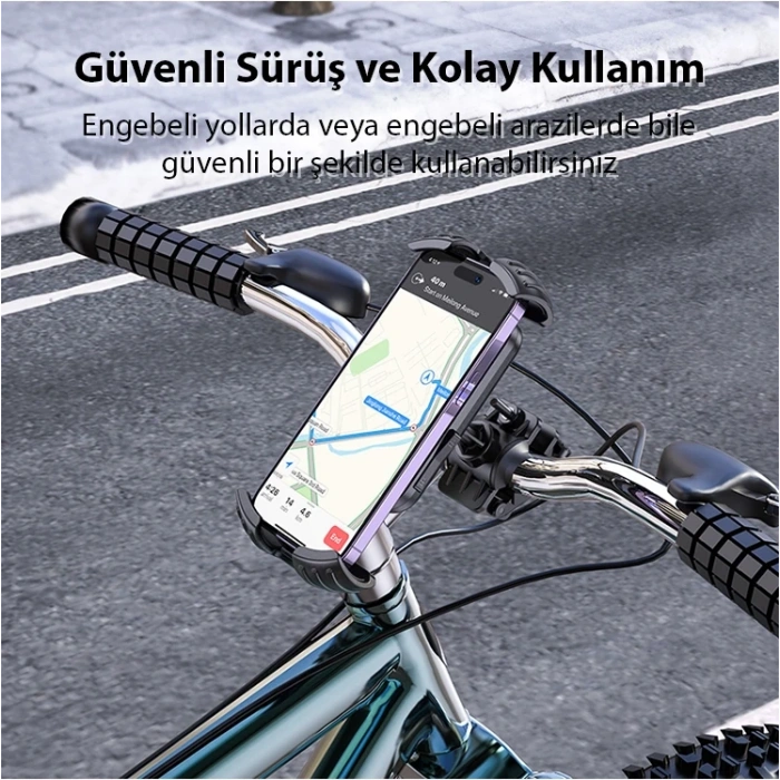 Nevamel Ally Borofone BH105 Crown Gidon Bağlantılı Bisiklet ve Motosiklet Telefon Tutucu-(5775)