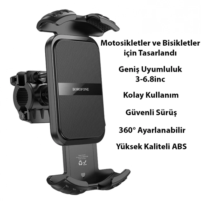 Nevamel Ally Borofone BH105 Crown Gidon Bağlantılı Bisiklet ve Motosiklet Telefon Tutucu-(5775)