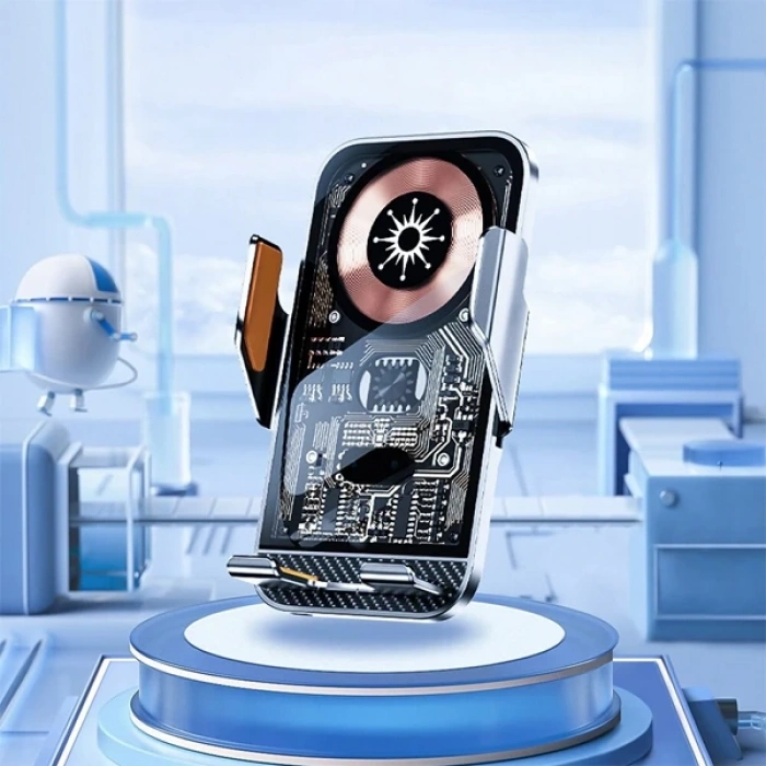 Nevamel ALLY C10 15W Hızlı Şarj Şeffaf Otomatik Araç İçi Telefon Tutucu-(5775)