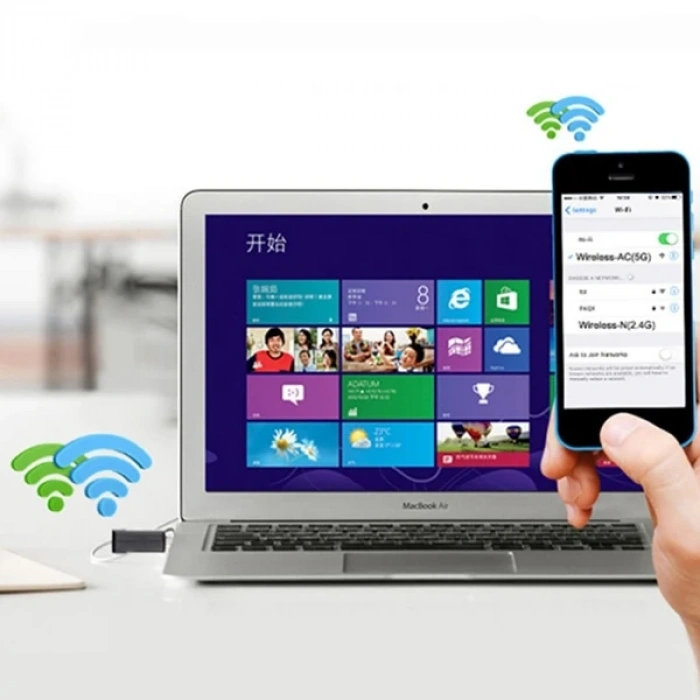 Nevamel ALLY Çift Bant 600 Mbps 2.4 GHz +5 GHz USB Kablosuz Wifi Adaptör-(5775)