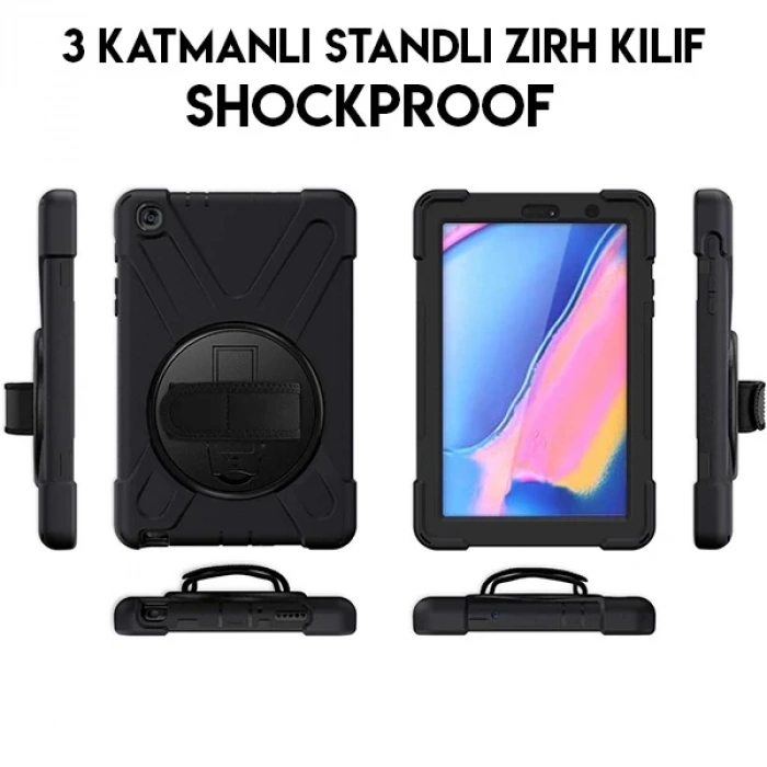 Nevamel Ally Galaxy Tab  P200-P205 3 Katmanlı Standlı Zırh Kılıf-Shockproof-(5775)