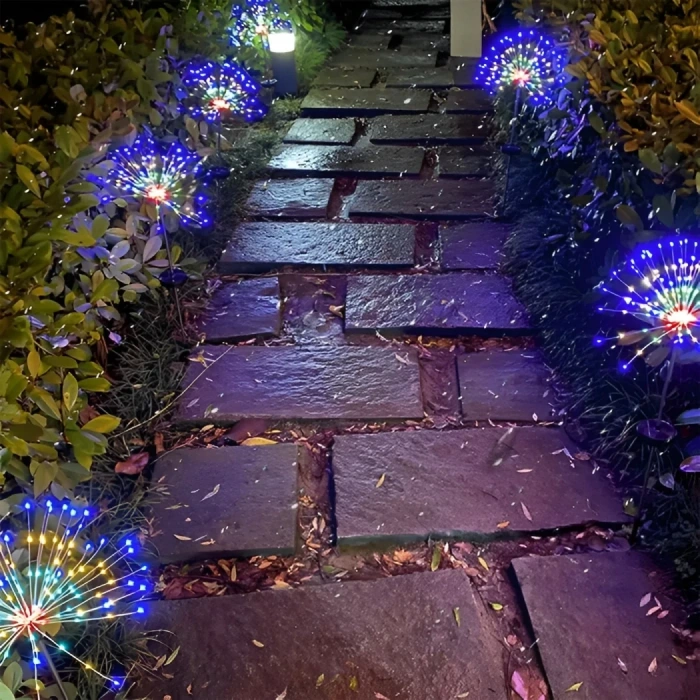 Nevamel Ally Güneş Enerjili Işıklı Hava Fişek Temalı Dekoratif Bahçe Işığı-(5775)