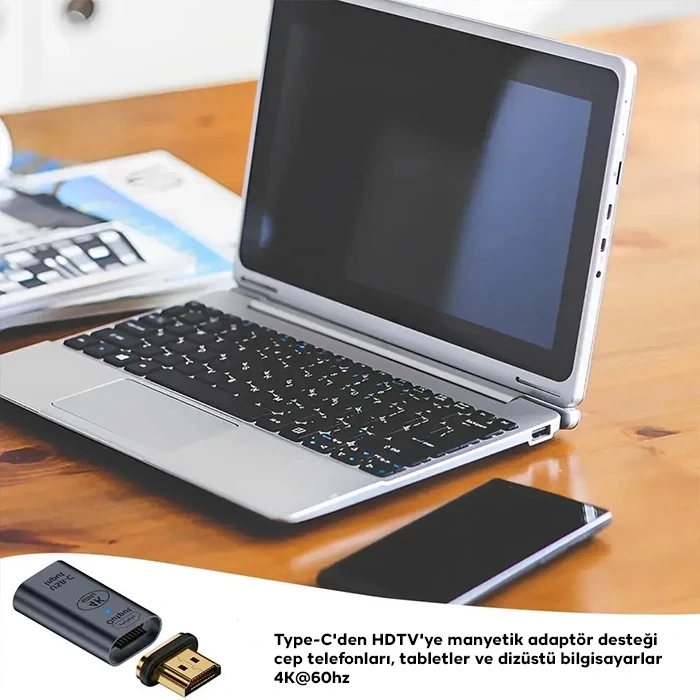 Nevamel ALLY HDMI To Type-c 4K 60Hz Mıknatıs Başlıklı Çevirici Otg Adaptör-(5775)