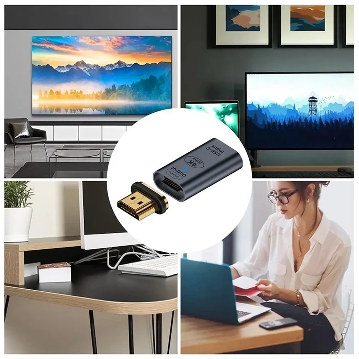 Nevamel ALLY HDMI To Type-c 4K 60Hz Mıknatıs Başlıklı Çevirici Otg Adaptör-(5775)