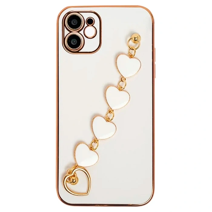 Nevamel Ally iPhone 11 6.1inç Kılıf Kalp Bileklik Tutuculu Lüx Silikon Askılı Kılıf-(5775)