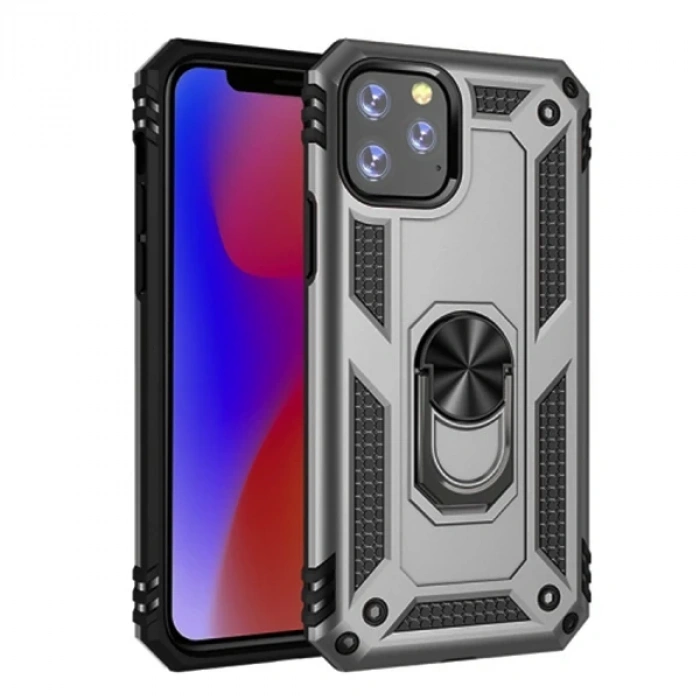 Nevamel Ally iPhone 11 Pro 5.8 inch Yüzüklü Kılıf Armor Shockproof Ring kılıf-(5775)