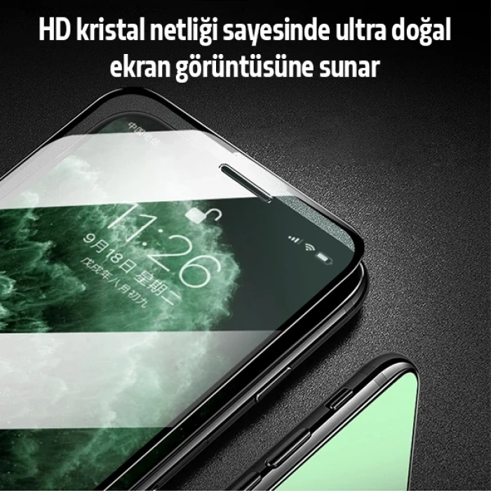 Nevamel ALLY İPhone 11 Pro Max Anti -Blue Green Light Göz Korumalı Tempered Full Ekran Koruyucu-(5775)