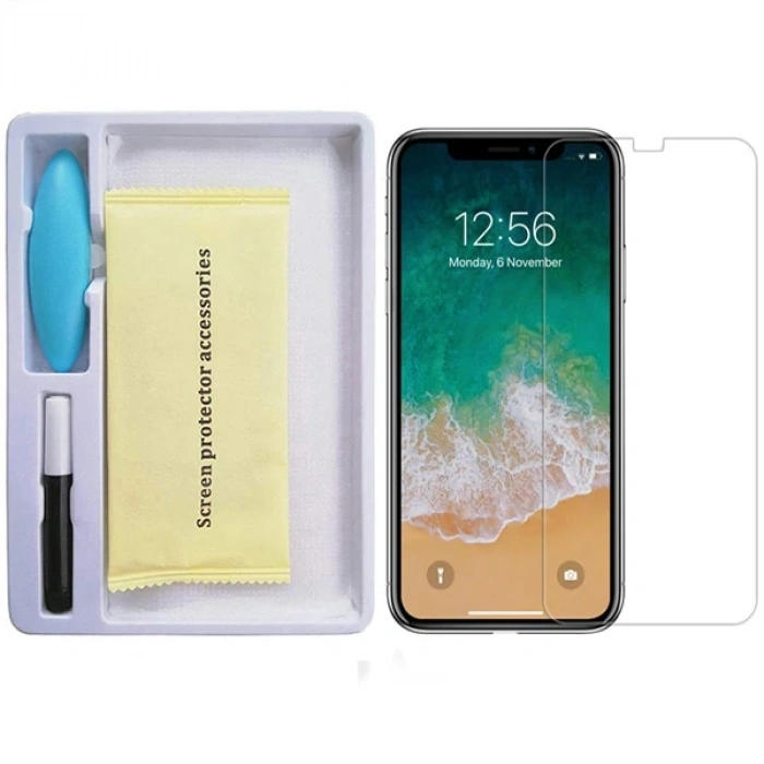 Nevamel Ally İPhone 11 Pro Max/ Xs Max Full Liquid+Uv Işık 3D Kırılmaz Cam Ekran Koruyucu-(5775)