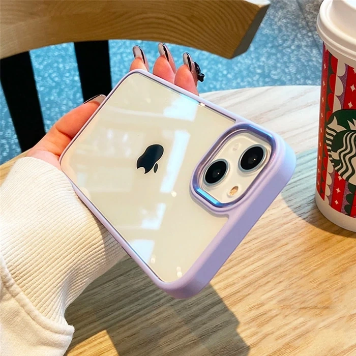 Nevamel Ally iPhone 12 - 12 Pro 6.1inç Kılıf Parlak Renkli Çerçeveli Ultra Lüx TPU Silikon Kılıf-(5775)