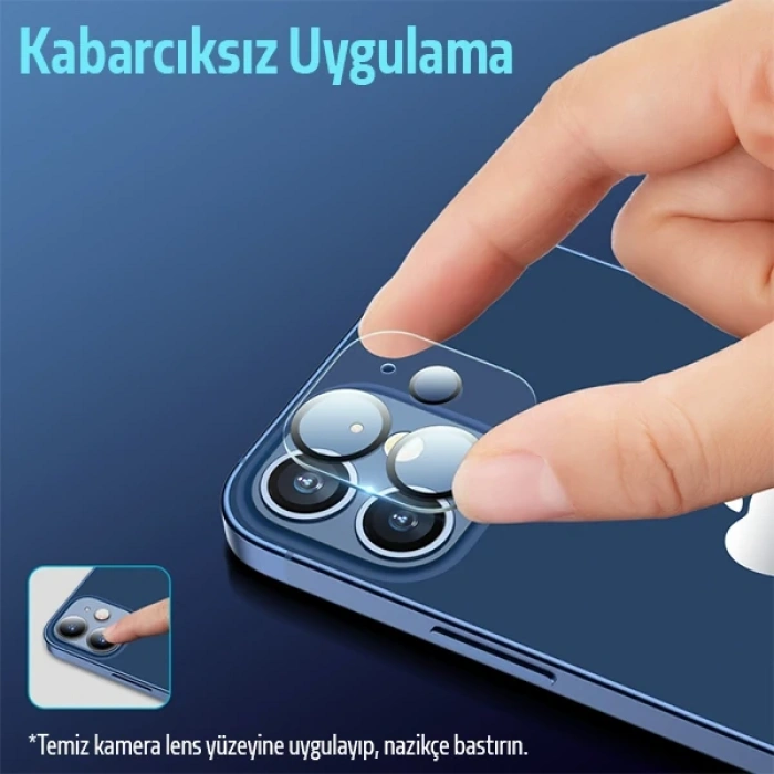 Nevamel ALLY İPhone 12 Mini 3D Full Tempered Glass Cam Kamera Koruyucu-(5775)
