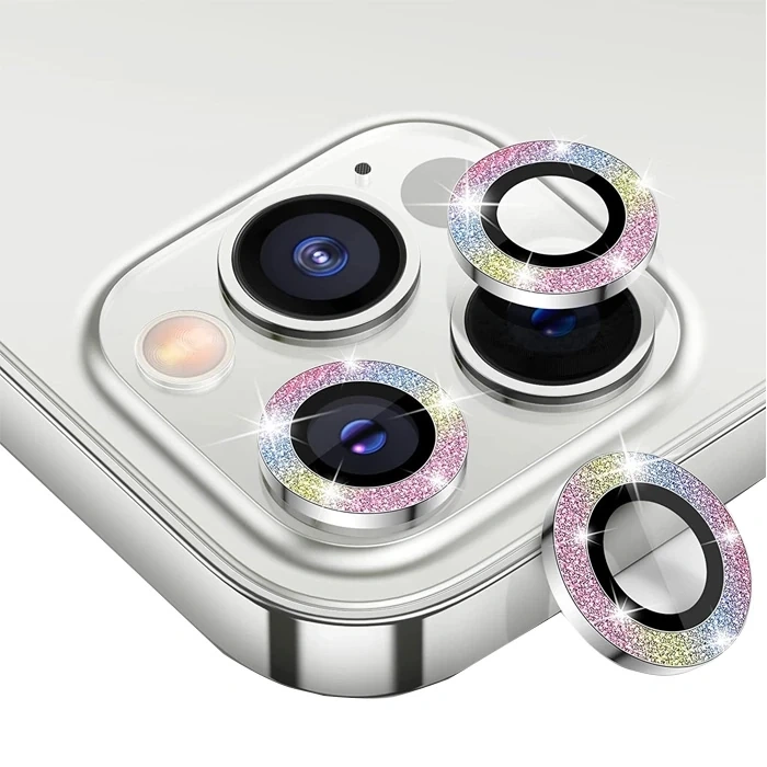 Nevamel ALLY İphone 12 Pro Max 3D Metal Çerçeveli Kamera Lens Koruyucu-(5775)