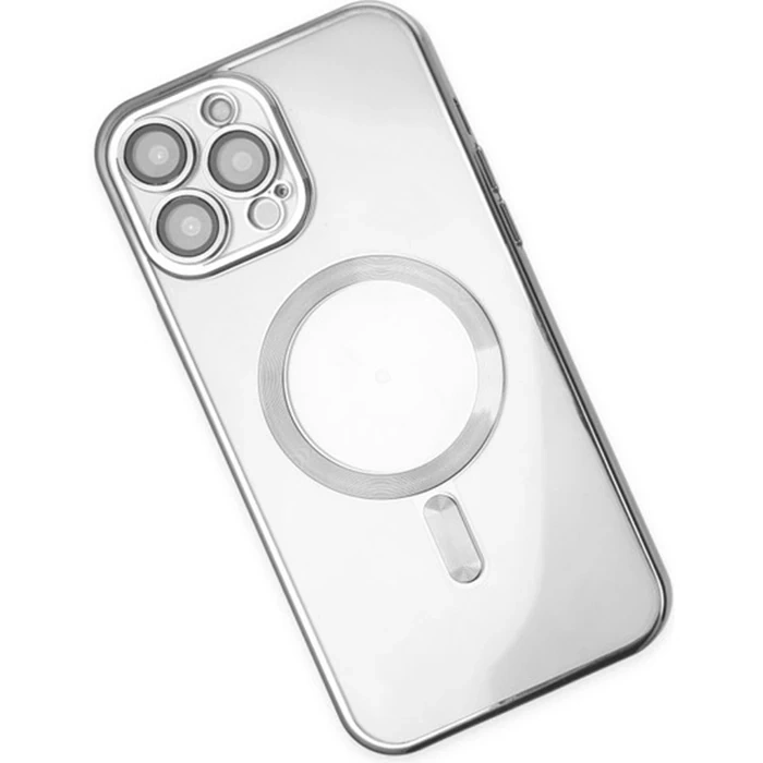 Nevamel ALLY iPhone 12 Pro Max 6.7inç Renkli Kenar Lazer Çerçeveli Magsafe Uyumlu Silikon Kılıf-(5775)