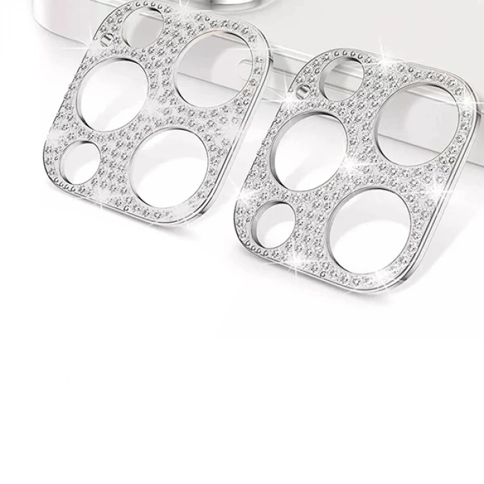 Nevamel ALLY İPhone 12 Pro Max Kamera Koruyucu Lens Diamond Taş İşlemeli-(5775)