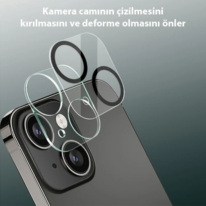 Nevamel ALLY İPhone 13-13 Mini 3D Full Tempered Glass Cam Kamera Koruyucu-(5775)