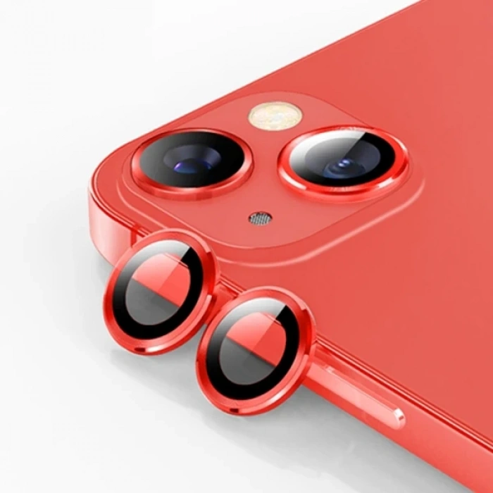 Nevamel ALLY İPhone 13 - 13 Mini 3D Metal Çerçeveli Kamera Lens Koruyucu-(5775)