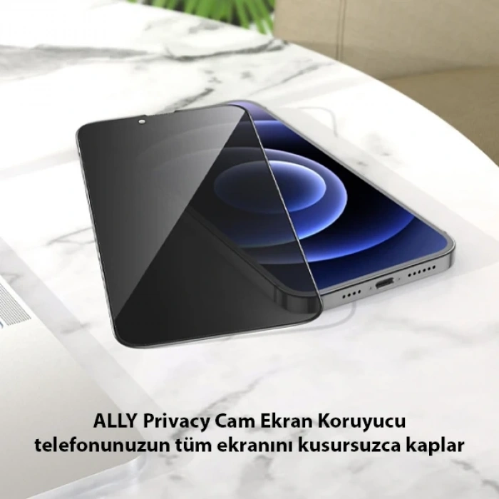 Nevamel ALLY İPhone 13 Mini 3D Full Privacy Gizlilik Cam Ekran Koruyucu Anti-Spy-(5775)