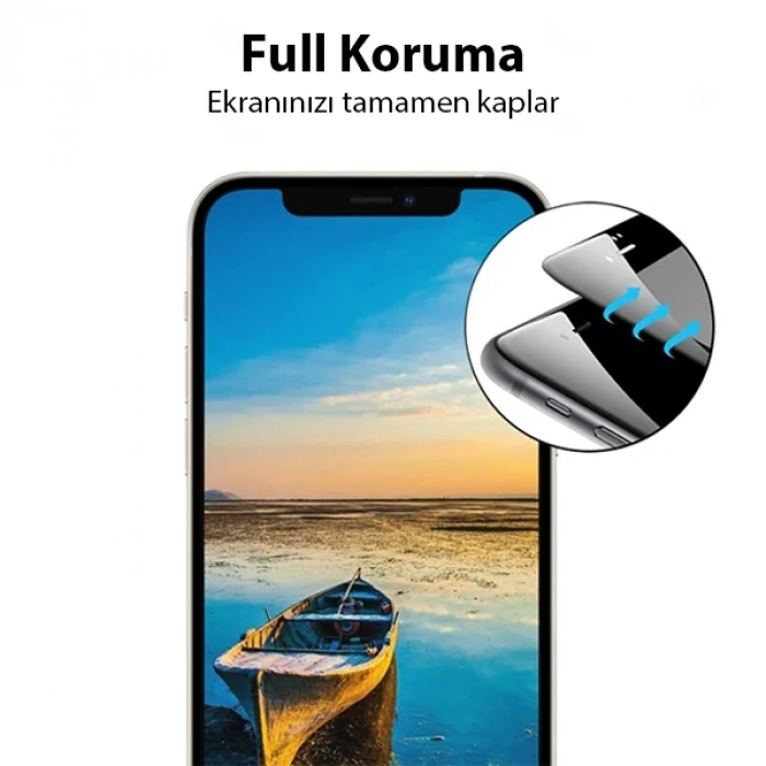 Nevamel Ally iPhone 13 Mini 5.4 9D Full Tempered Cam Ekran Koruyucu-(5775)