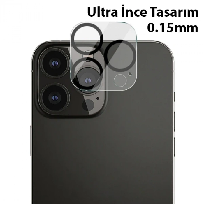 Nevamel ALLY İPhone 13 Pro-13 Pro Max 3D Full Tempered Glass Cam Kamera Koruyucu-(5775)