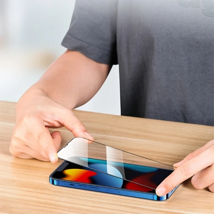 Nevamel Ally iPhone 13 Pro Max 6.7 Full Glue-Tempered Cam Ekran Koruyucu-(5775)