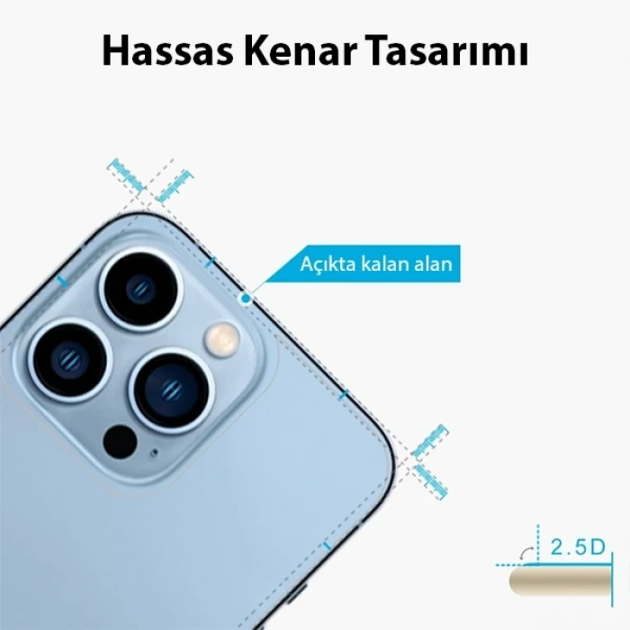 Nevamel Ally iPhone 13 Pro Max 6.7 Tempered Şeffaf Arka Cam Koruyucu-(5775)