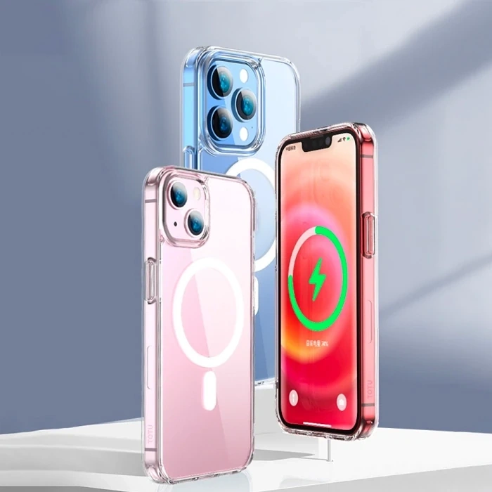 Nevamel ALLY iPhone 13 Pro Max Magsafe Uyumlu Manyetik Kılıf Silikon Kılıf-(5775)