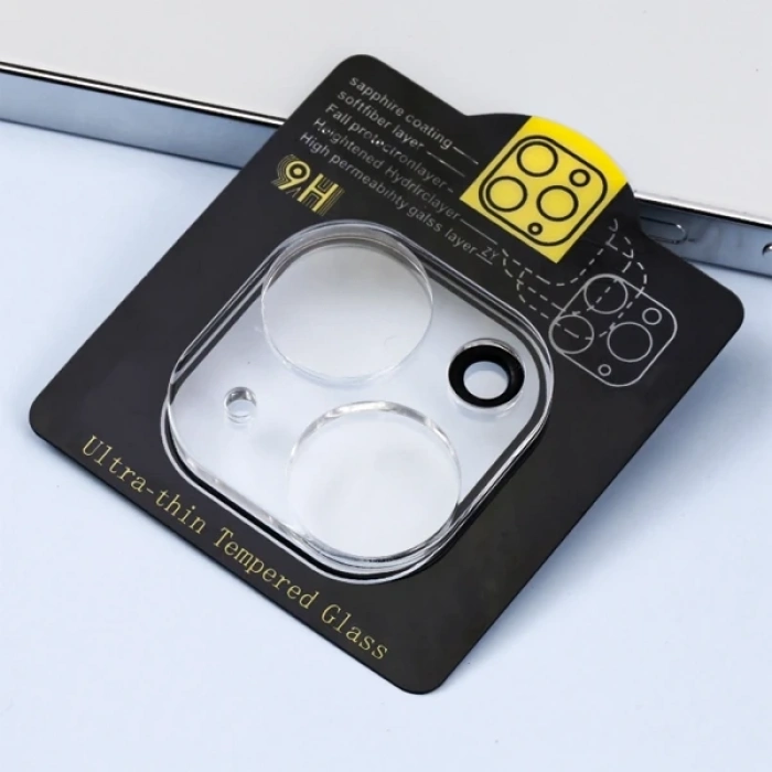 Nevamel ALLY İPhone 14 -14 Plus 3D Full Tempered Glass Cam Kamera Koruyucu-(5775)