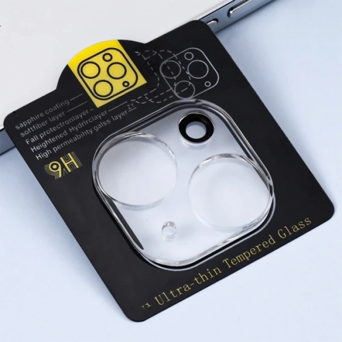 Nevamel ALLY İPhone 14 -14 Plus 3D Full Tempered Glass Cam Kamera Koruyucu-(5775)