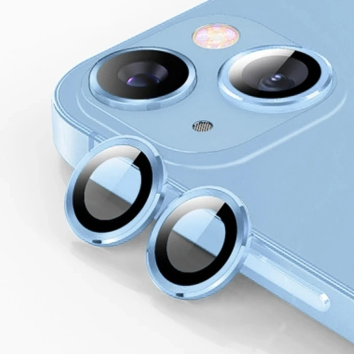 Nevamel ALLY iPhone 14-14 Plus 3D Metal Çerçeveli Kamera Lens Koruyucu-(5775)