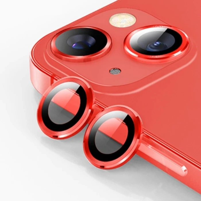 Nevamel ALLY iPhone 14-14 Plus 3D Metal Çerçeveli Kamera Lens Koruyucu-(5775)
