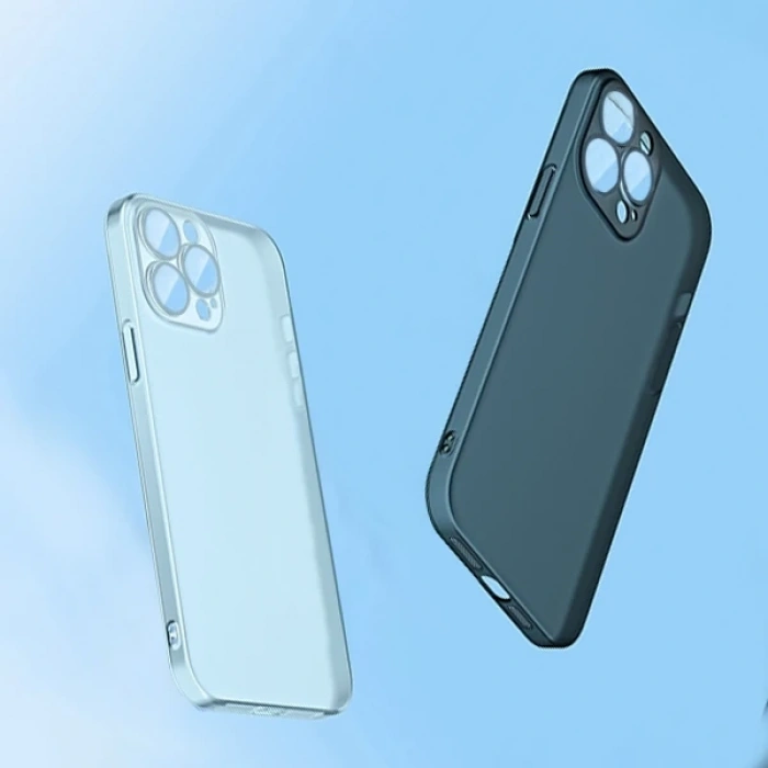 Nevamel Ally iPhone 14 6.1inch Frosted Glass Şeffaf Kamera Korumalı Kılıf-(5775)