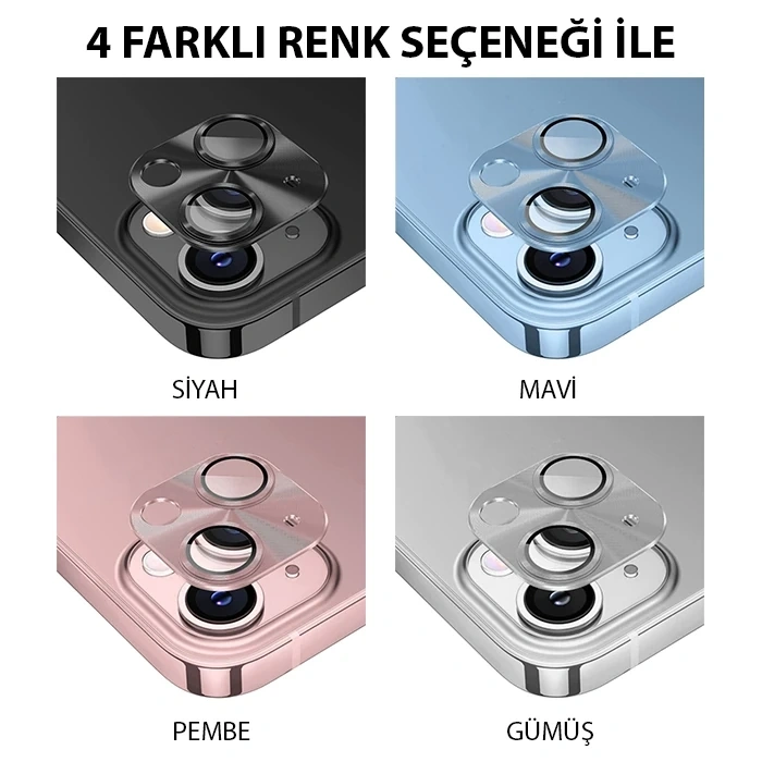 Nevamel ALLY iPhone 15-15 Plus Metal Tempered Kamera Lens Koruyucu-(5775)