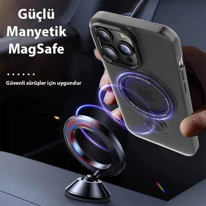 Nevamel ALLY iPhone 15 İçin Magsafe Uyumlu Standlı Manyetik Silikon Kılıf-(5775)