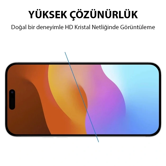 Nevamel Ally iPhone 15 Plus Full Glue Tempered Kırılmaz Cam Ekran Koruyucu-(5775)