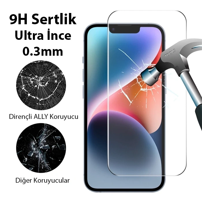 Nevamel Ally iPhone 15 Plus Full HD Tempered Kırılmaz Cam Ekran Koruyucu-(5775)