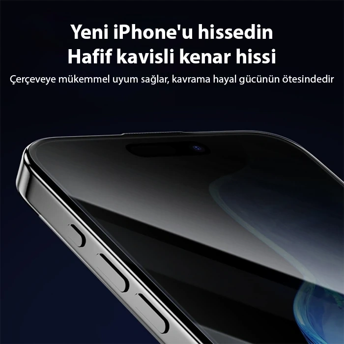 Nevamel Ally iPhone 15 Plus Privacy Hayalet Full Koruma Tempered Cam Ekran Koruyucu-(5775)