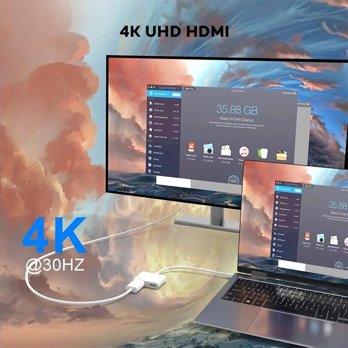 Nevamel ALLY  İPhone 15 Type-c to Type-c + HDMI Çevirici Kablo Dijital AV Adaptörü-(5775)