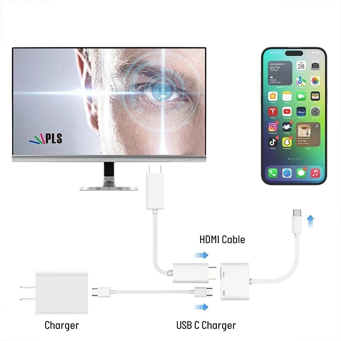 Nevamel ALLY  İPhone 15 Type-c to Type-c + HDMI Çevirici Kablo Dijital AV Adaptörü-(5775)