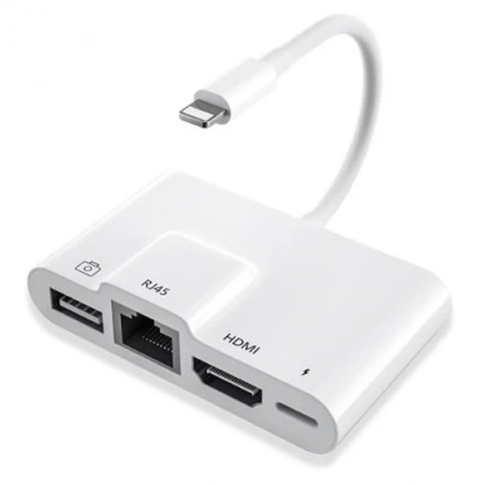 Nevamel ALLY İPhone 3İN1 Lightning HDMI RJ45 OTG Digital AV Adaptör Hub-(5775)
