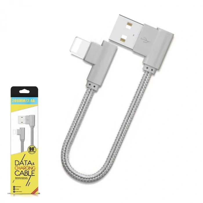 Nevamel Ally İphone Lightning Eğik Başlı Halat Usb Kablo 20cm-(5775)