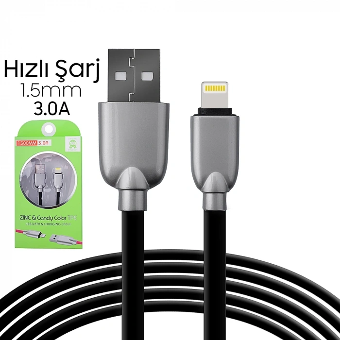 Nevamel Ally İphone5s6s788 Plus Zinc Alloy Dayanıklı 3.0a 1.5mm Usb Kablo-(5775)