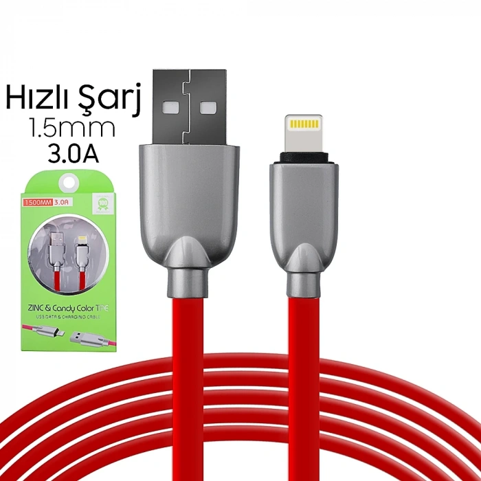 Nevamel Ally İphone5s6s788 Plus Zinc Alloy Dayanıklı 3.0a 1.5mm Usb Kablo-(5775)