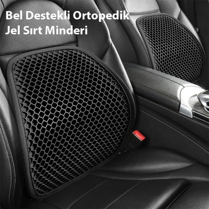 Nevamel ALLY Jel Destekli Ortopedik Bel Sırt Minderi | Araç Ofis ve Ev Koltukları İçin Ergonomik Bel Sırt Destek Minderi-(5775)