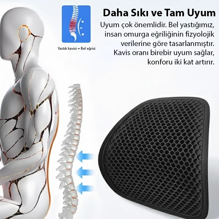 Nevamel ALLY Jel Destekli Ortopedik Bel Sırt Minderi | Araç Ofis ve Ev Koltukları İçin Ergonomik Bel Sırt Destek Minderi-(5775)