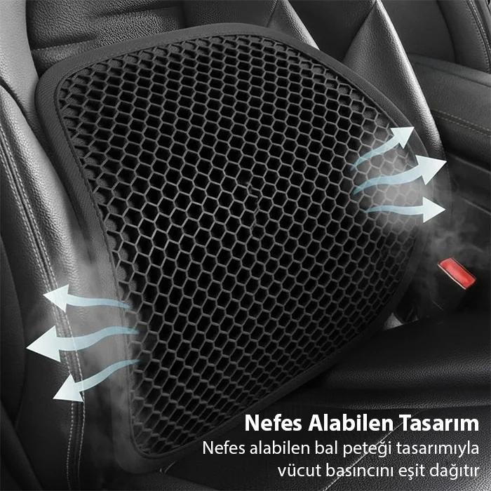 Nevamel ALLY Jel Destekli Ortopedik Bel Sırt Minderi | Araç Ofis ve Ev Koltukları İçin Ergonomik Bel Sırt Destek Minderi-(5775)