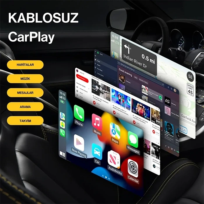 Nevamel ALLY Kablosuz Car Play Adaptörü Apple Ve Android Cihazlar Için Wireless Carplay Çevirici-(5775)