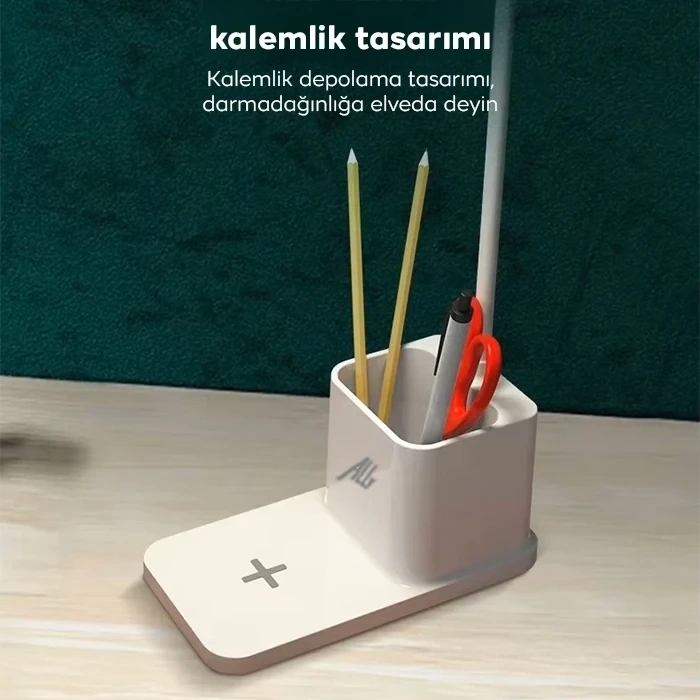 Nevamel ALLY Kablosuz sarj Göz Korumali Portatif Led Masa Lambasi Kalemlik-(5775)